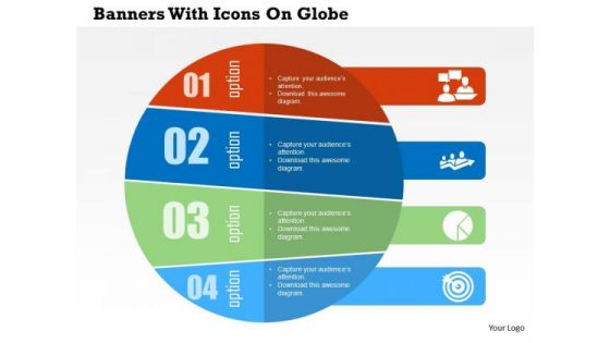 Business Diagram Banners With Icons On Globe Presentation Template