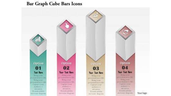 Business Diagram Bar Graph Cube Bars Icons Presentation Template
