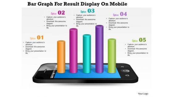 Business Diagram Bar Graph For Result Display On Mobile Presentation Template