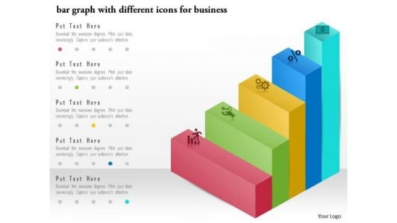 Business Diagram Bar Graph With Different Icons For Business Presentation Template