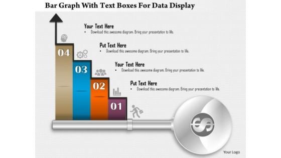 Business Diagram Bar Graph With Text Boxes For Data Display Presentation Template