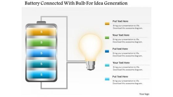 Business Diagram Battery Connected With Bulb For Idea Generation PowerPoint Slide