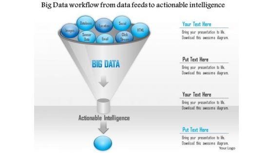 Business Diagram Big Data Workflow From Data Feeds To Actionable Intelligence Ppt Slide