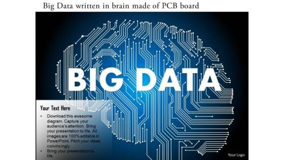 Business Diagram Big Data Written In Brain Made Of Pcb Board Ppt Slide