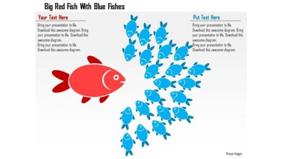 Business Diagram Big Red Fish With Blue Fishes Presentation Template