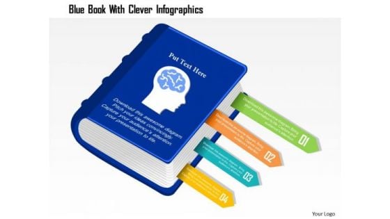 Business Diagram Blue Book With Clever Infographics Presentation Template