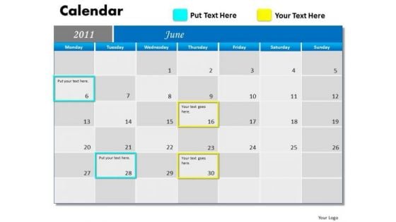 Business Diagram Blue Calendar 2011 Marketing Diagram