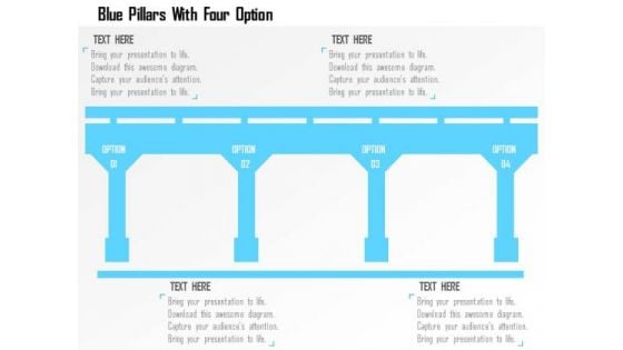 Business Diagram Blue Pillars With Four Option PowerPoint Templates