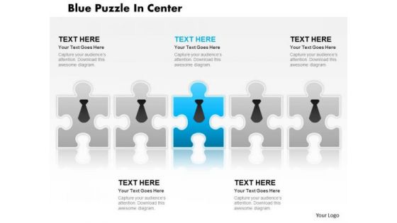 Business Diagram Blue Puzzle In Center Presentation Template