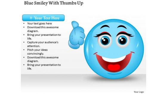 Business Diagram Blue Smiley With Thumbs Up Presentation Template