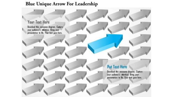 Business Diagram Blue Unique Arrow For Leadership Presentation Template