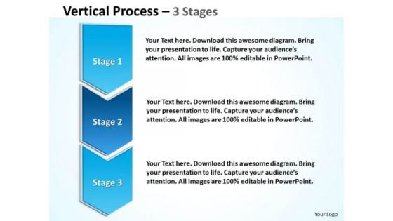 Business Diagram Blue Vertical Process 3 Stages Strategy Diagram