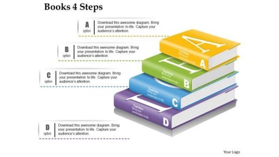 Business Diagram Books 4 Steps Presentation Template