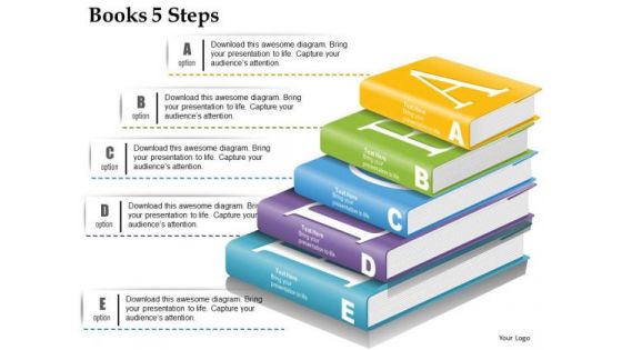 Business Diagram Books 5 Steps Presentation Template