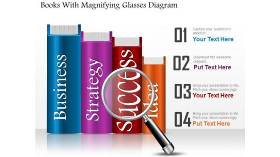 Business Diagram Books With Magnifying Glasses Diagram PowerPoint Ppt Presentation
