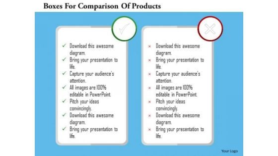 Business Diagram Boxes For Comparison Of Products PowerPoint Templates