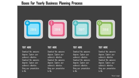 Business Diagram Boxes For Yearly Business Planning Process Presentation Template