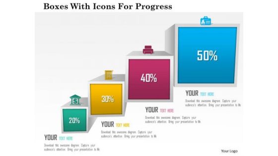 Business Diagram Boxes With Icons For Progress Presentation Template