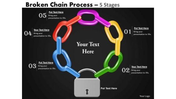 Business Diagram Broken Chain Process 5 Stages Business Cycle Diagram