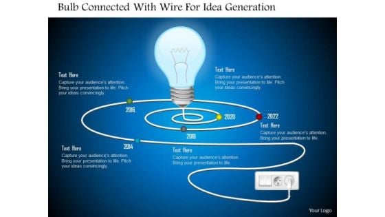 Business Diagram Bulb Connected With Wire For Idea Generation Presentation Template