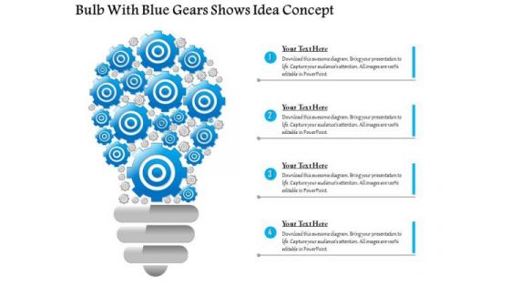Business Diagram Bulb With Blue Gears Shows Idea Concept Presentation Template Business Diagram Bulb With Blue Gears Shows Idea Concept Presentation Template