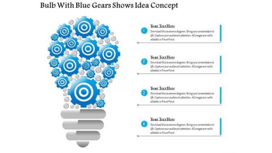 Business Diagram Bulb With Blue Gears Shows Idea Concept Presentation Template