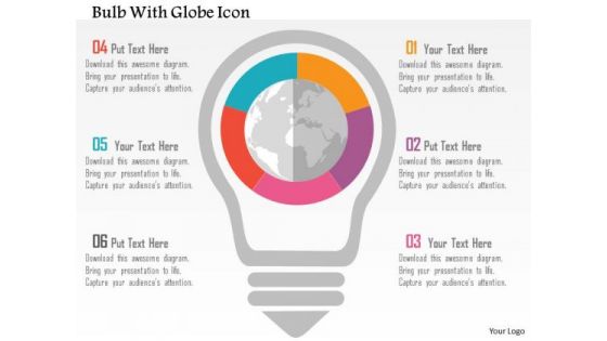 Business Diagram Bulb With Globe Icon Presentation Template