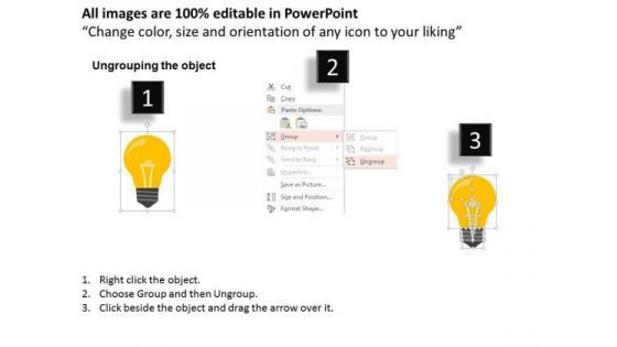 Business Diagram Bulb With Icons For Quality And Productivity Presentation Template