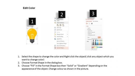 Business Diagram Bulb With Icons For Quality And Productivity Presentation Template