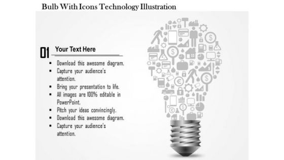 Business Diagram Bulb With Icons Technology Illustration Presentation Template