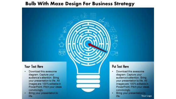 Business Diagram Bulb With Maze Design For Business Strategy Presentation Template