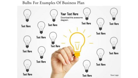 Business Diagram Bulbs For Examples Of Business Plan Presentation Template