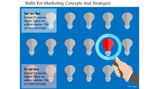 Business Diagram Bulbs For Marketing Concepts And Strategies Presentation Template