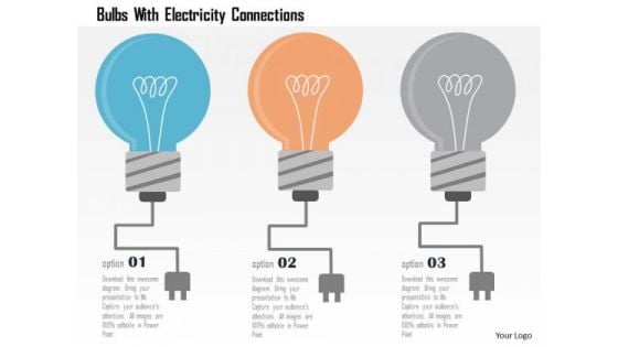 Business Diagram Bulbs With Electricity Connections Presentation Template