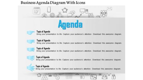 Business Diagram Business Agenda Diagram With Icons Presentation Template