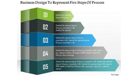 Business Diagram Business Design To Represent Five Steps Of Process Presentation Template