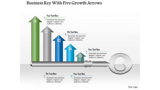 Business Diagram Business Key With Five Growth Arrows Presentation Template