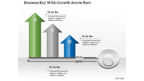 Business Diagram Business Key With Growth Arrow Bars Presentation Template