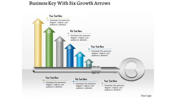 Business Diagram Business Key With Six Growth Arrows Presentation Template