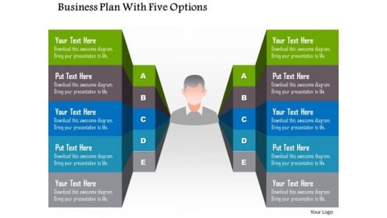 Business Diagram Business Plan With Five Options Presentation Template