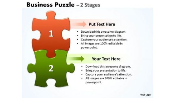 Business Diagram Business Puzzle 2 Stages Sales Diagram