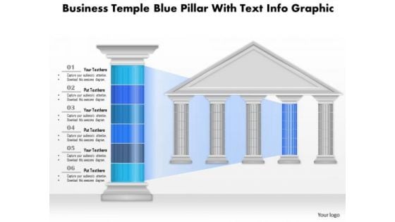 Business Diagram Business Temple Blue Pillar With Text Info Graphic Presentation Template