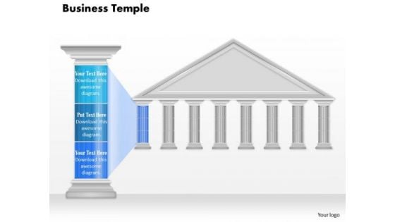 Business Diagram Business Temple With Pillar Blue Color Text Presentation Template