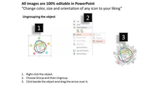 Business Diagram Cage Around Globe With Five Icons Presentation Template