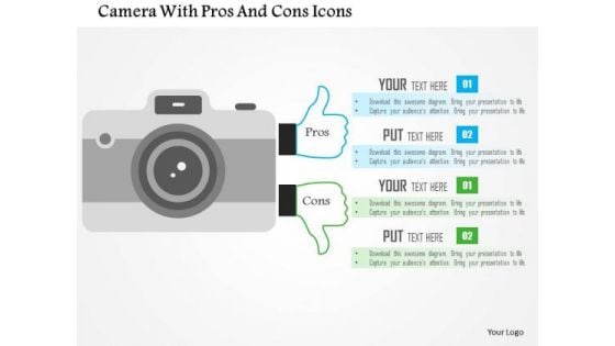 Business Diagram Camera With Pros And Cons Icons Presentation Template