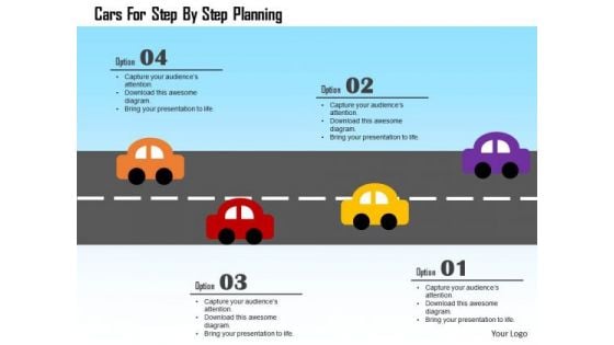 Business Diagram Cars For Step By Step Planning Presentation Template