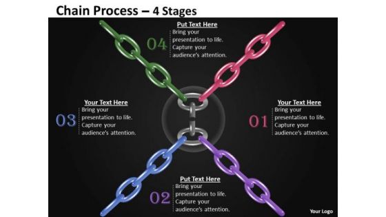 Business Diagram Chain Process 4 Stages Sales Diagram