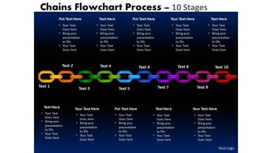 Business Diagram Chains Flowchart Process Diagram 10 Stages Marketing Diagram