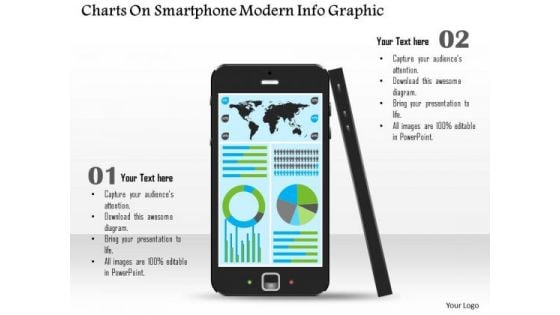 Business Diagram Charts On Smartphone Modern Info Graphic Presentation Template