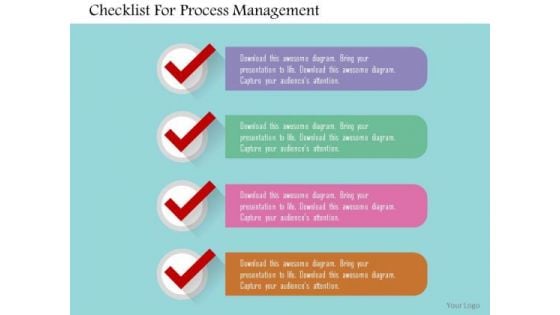 Business Diagram Checklist For Process Management Presentation Template